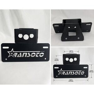 RANSOTO ATV UTV License Plate Mount Bracket Black Steel Holder